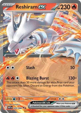 Reshiram ex 020/086 Double Rare Holo White Flare Stamp